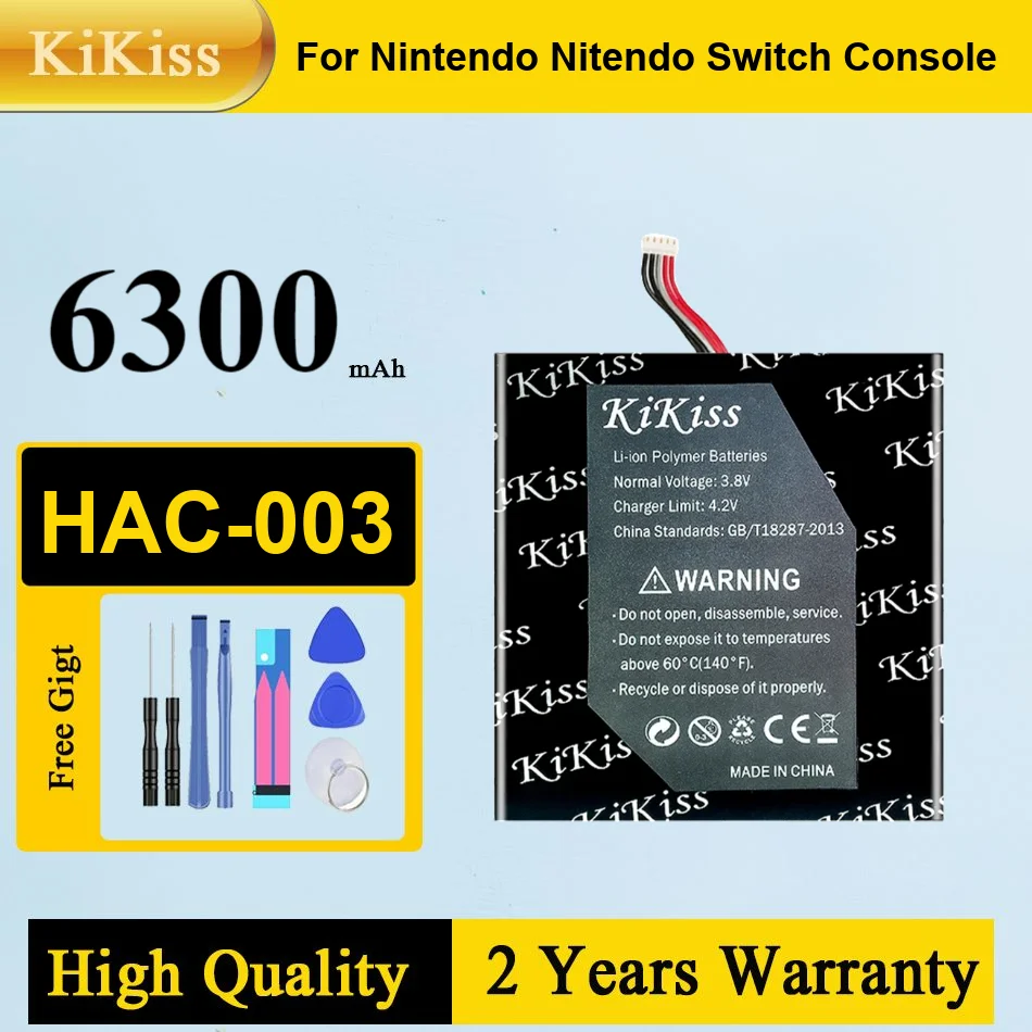 

6300 мАч KiKiss HAC-003 HAC 003 аккумулятор для Nintendo Switch 2017, игровая консоль HAC-001, сменные аккумуляторы