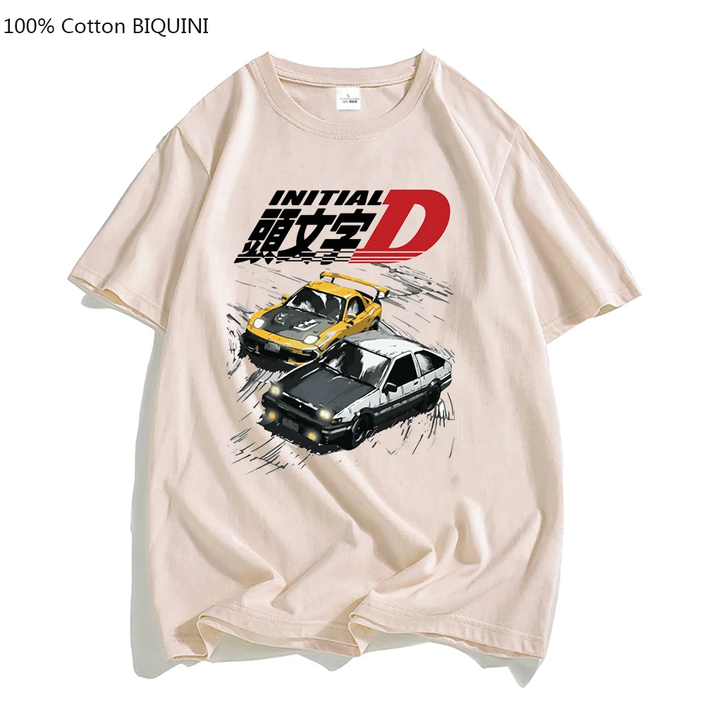 AE86 Japan Anime Initial D T-shirt Men Summer Cool Short Sleeves Tshirt Casual Homme T Shirt Racing Drift Car Graphic Cotton Tee