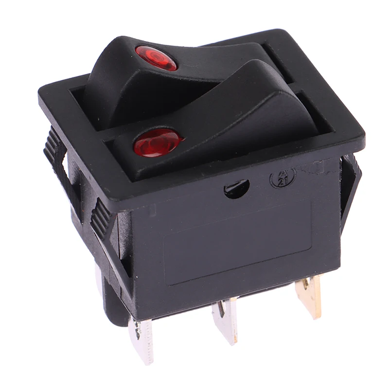 KCD3-606 Double Rocker Switch With Light ON/OFF 6Pin Power Button Switch Electric Baking Pan Electric Heater Switch 16A~250V AC