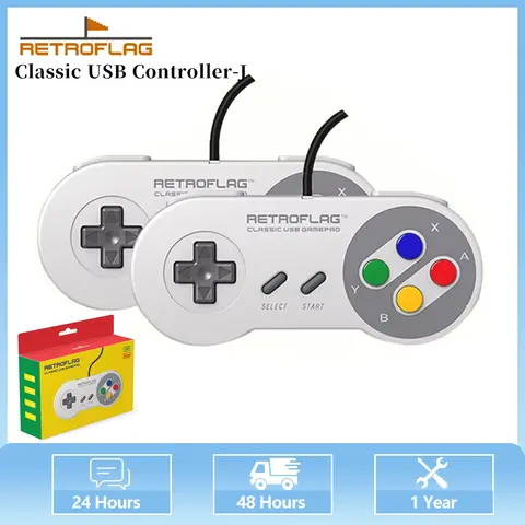 레트로플래그 클래식 USB 유선 컨트롤러-J 게임패드 (라즈베리 파이, 윈도우, 닌텐도 스위치 NS OLED 호환)