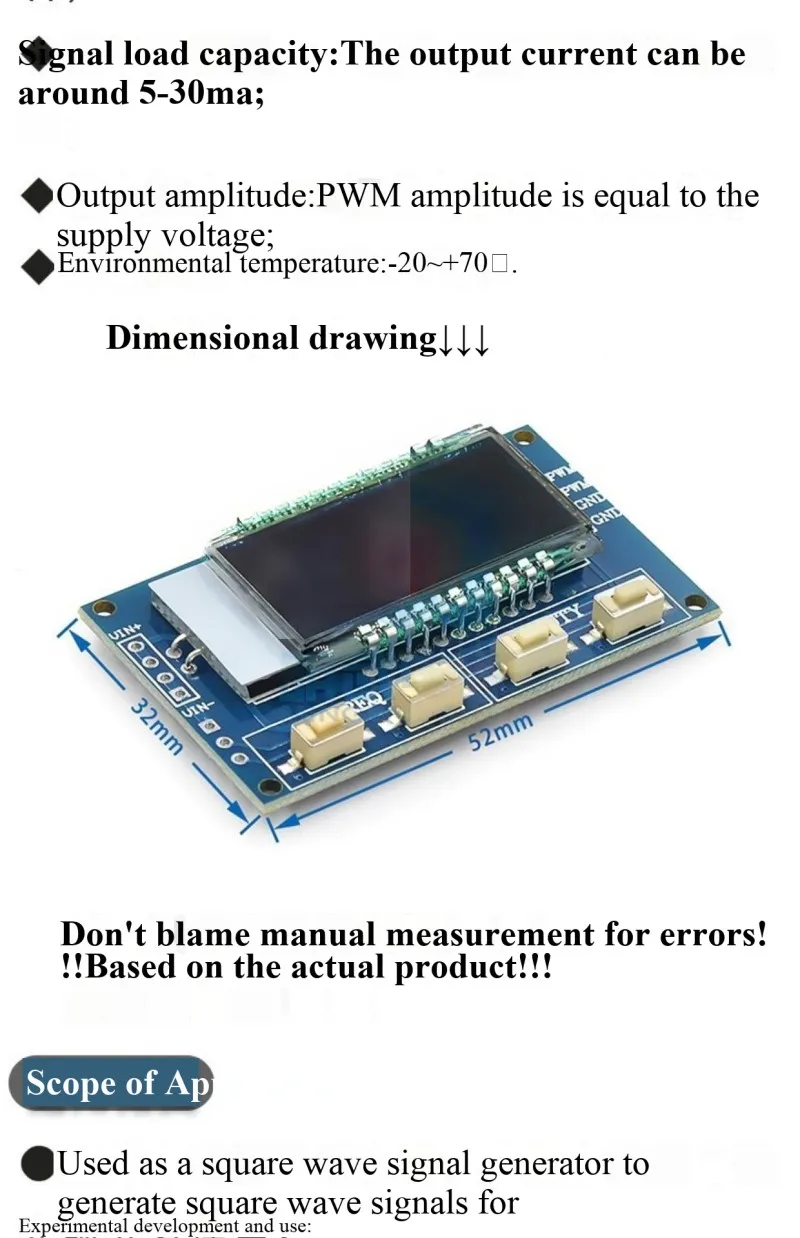 PWM-Pulsfrequenz- und Tastverhältnis-einstellbares Modul, Rechteckwellen- und Quadratwellen-Signalgenerator, Signal XY-LPWM – Detail 6