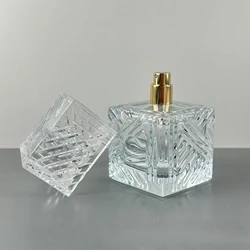 2024 New Perfume Bayonet Bottle Spot Glass Bottle Water Cube 100ML Thick Bottom Striped Perfume Empty Bottle Spray