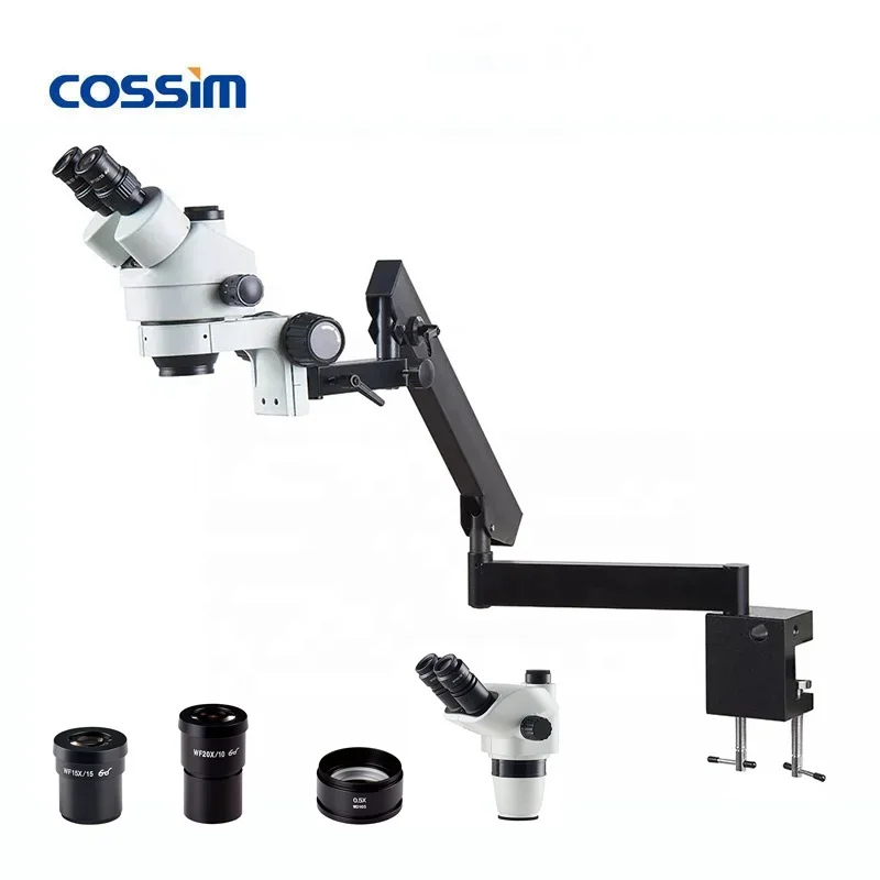 

Simul-Focal 7X~45X Zoom Continuous Optical Electron Operating Laboratory Stereo Microscope with 360 Degree Universal Arm