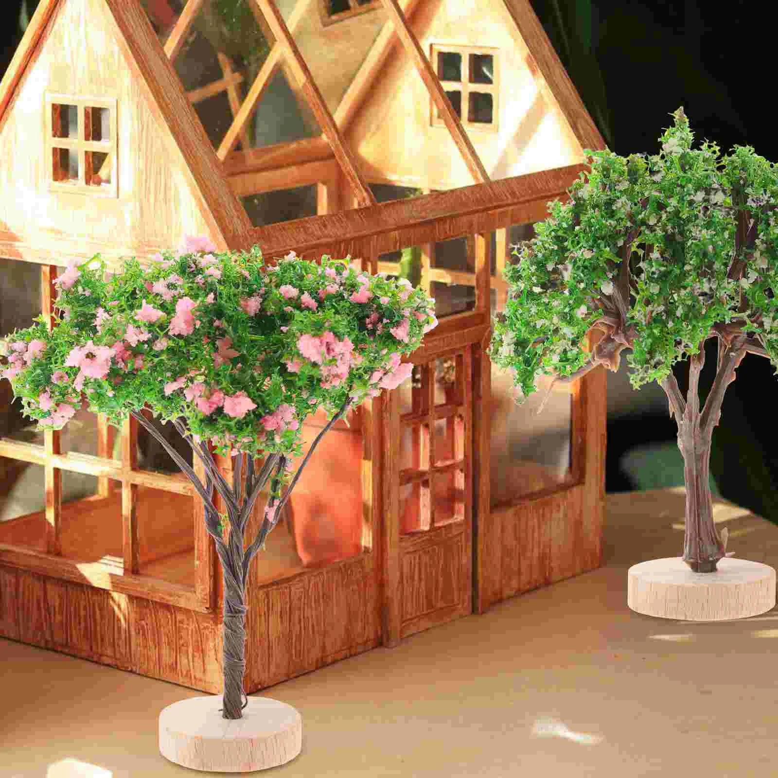 4 Pcs Simulated Mini Tree Decor Green Scenery Landscape Model Small Miniature Trees Plastic Sand Table