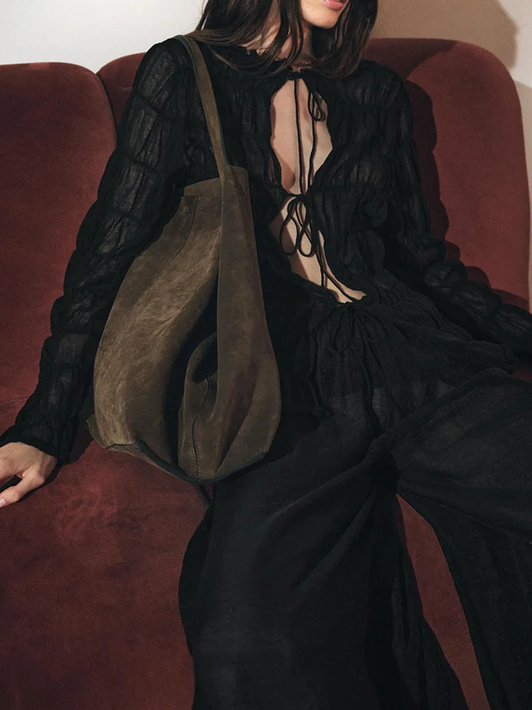 Faionable Damen-Puffy-Hose in Übergröße mit Knotenverzierung, Herbst 2022, Neuankömmling, vielseitig, schlankmachend, mittlere Taille, Lante...