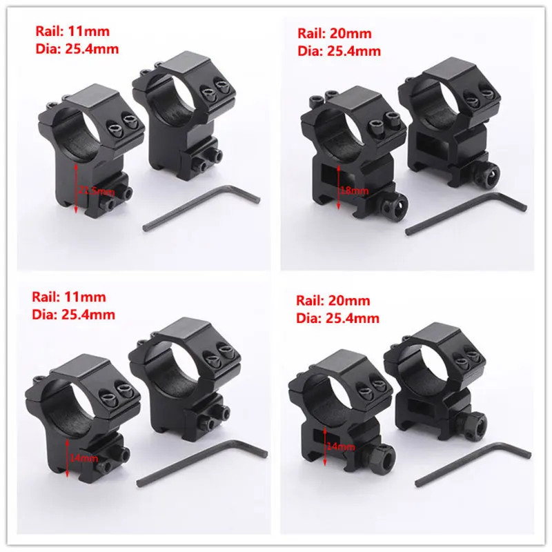 Hunting Scope Mounts for Picatinny 11mm 20mm Rail Optics Scope Pipe Dia 24.5mm 30mm Mount Adapter for Barrel Accessories