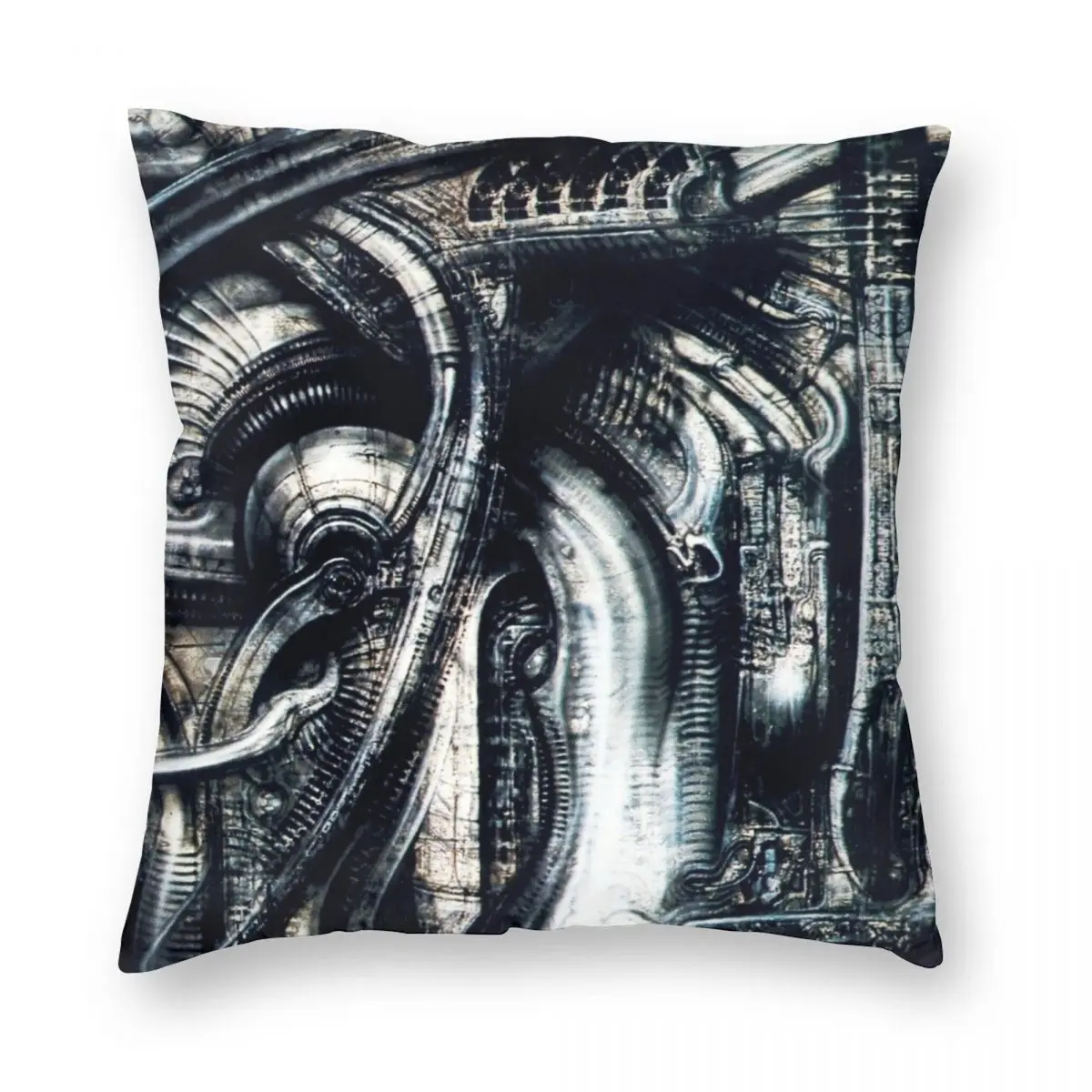 H.R. Giger Steampunk Pattern Square Pillowcase Polyester Linen Velvet Creative Zip Decor Room Cushion Cover 18\