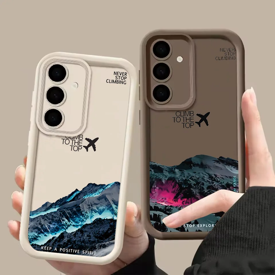 Mountain Peak Flugzeug Handyhülle für Samsung Galaxy S25 S24 S23 S22 Ultra Plus S21 FE A15 A35 A55 A54 A56 A36 A54 A52 A16 Abdeckung