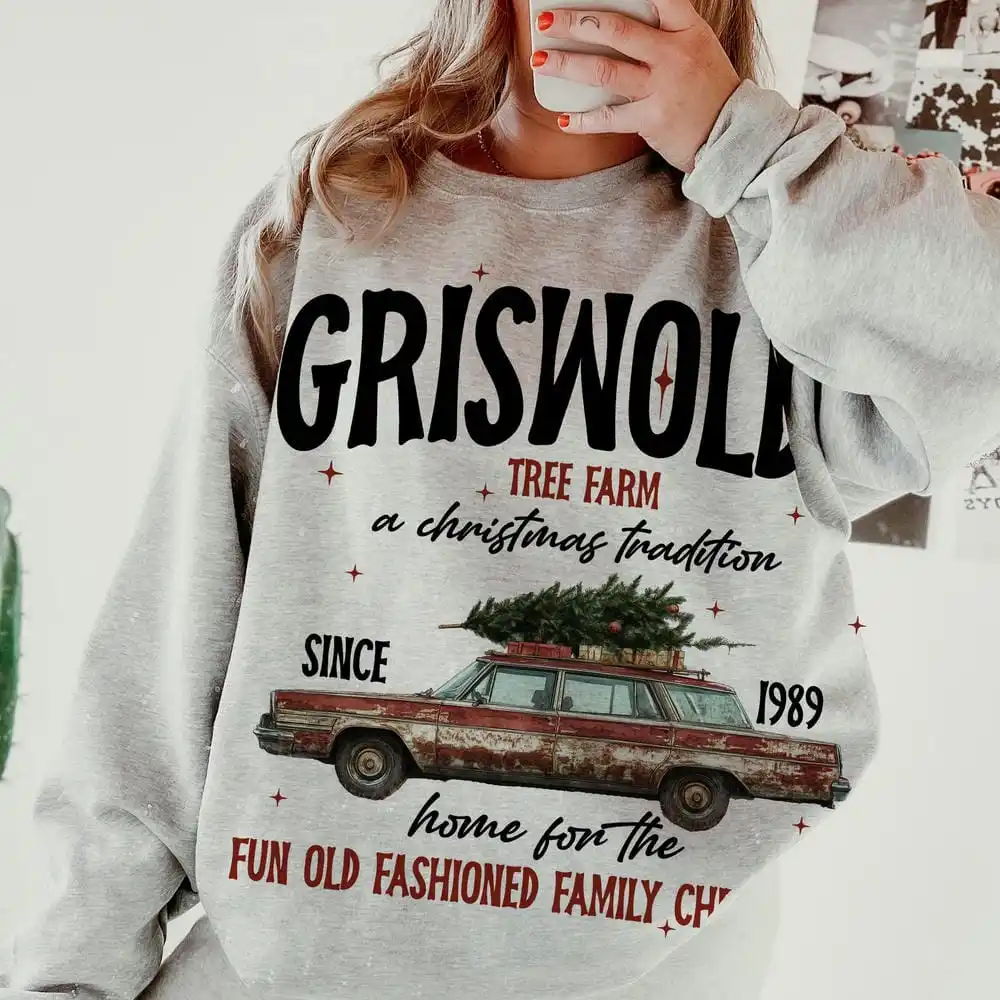 Women Griswold Christmas Tree Farm Sweatshirt Family Merry Christmas Gift Unisex Top Casual Fleece Sweatshirt Y2K Streetwear