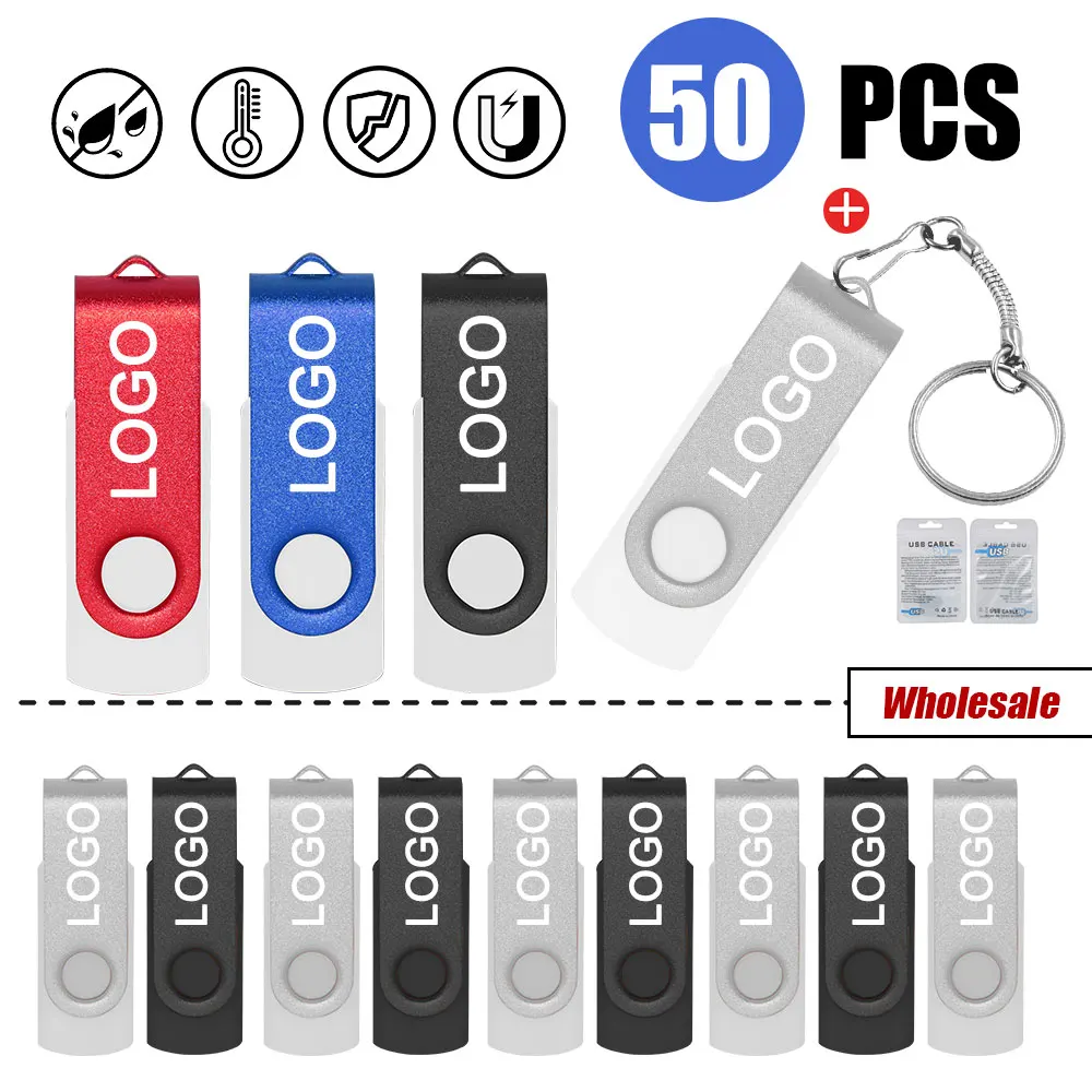 50pcs/lot wholesale price metal usb 2.0 flash drive 4GB 8GB 16GB usb pendrive 32GB 64GB usb memory stick Custom logo gifts