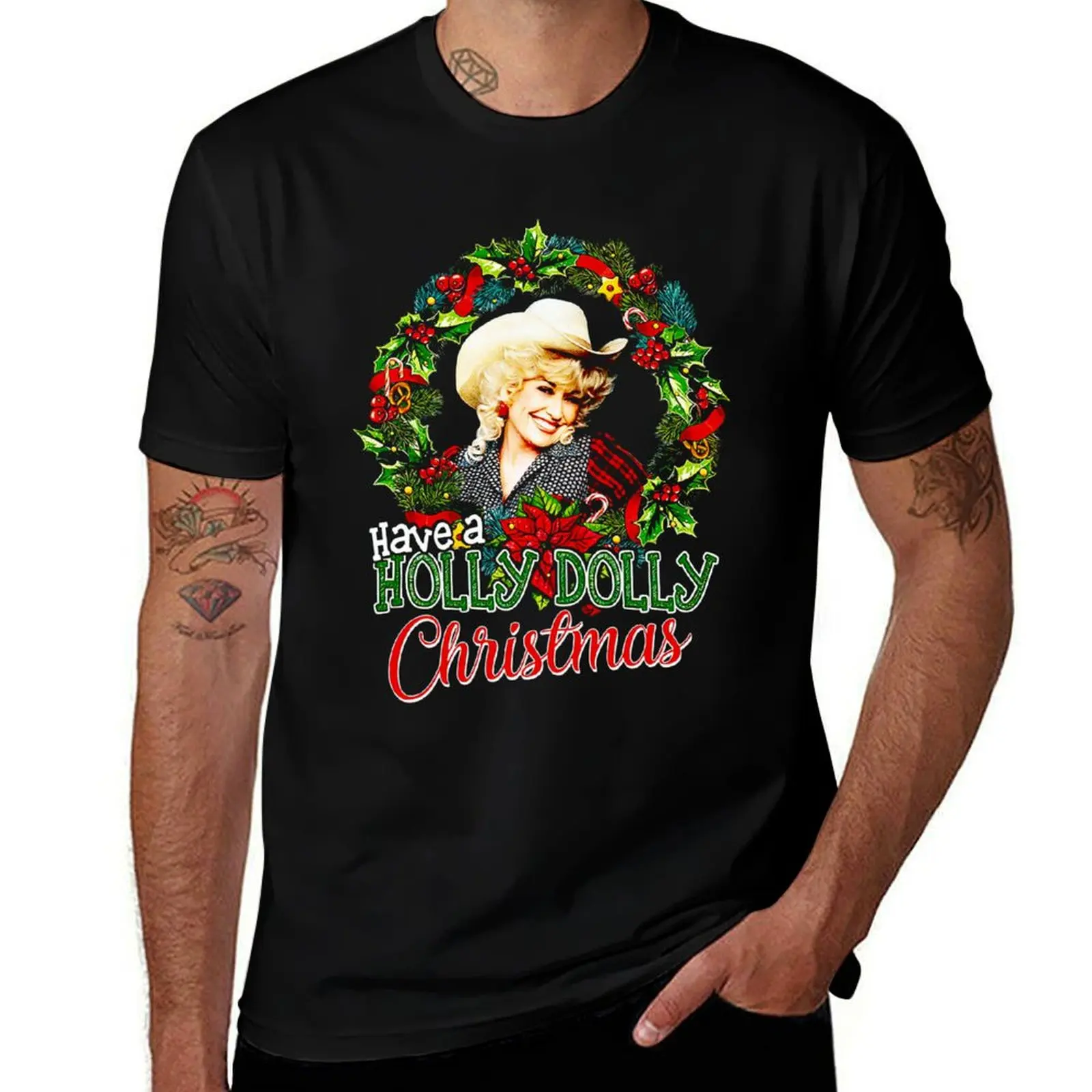 Have A Holly Dolly Christmas Funny T-Shirt Moisture Wicking Quick Dry Tee
