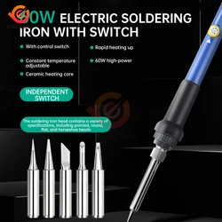 Adjustable Temperature Electric Soldering Iron 220V 110V 60W Welding Solder Rework Station Heat Pencil Tips Repair Tools