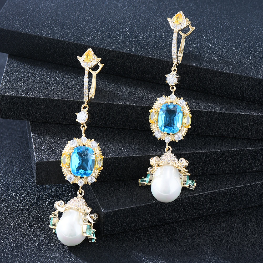 

Soramoore New Gorgeous Shiny Pearl Cute Earrings For Women Wedding Party Cubic Zircon Dubai Bridal Earring boucle d'oreille 2022