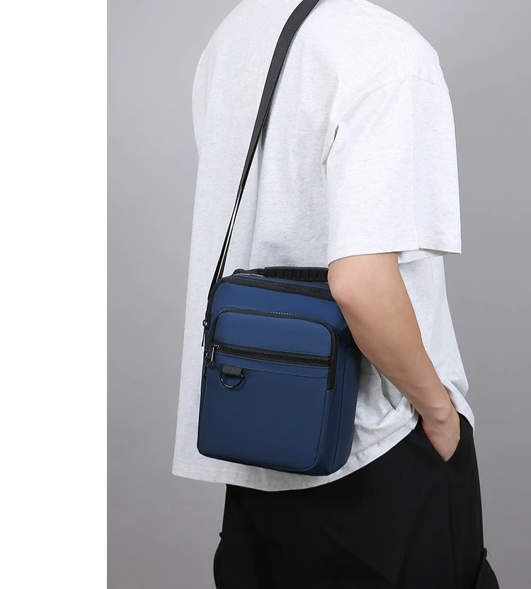 Herren-Umhängetasche, wasserdichte und strapazierfähige Geldbörse, modische Rucksacktasche mit mehreren Reißverschlüssen, Business-Reisetasche. – Detail 15