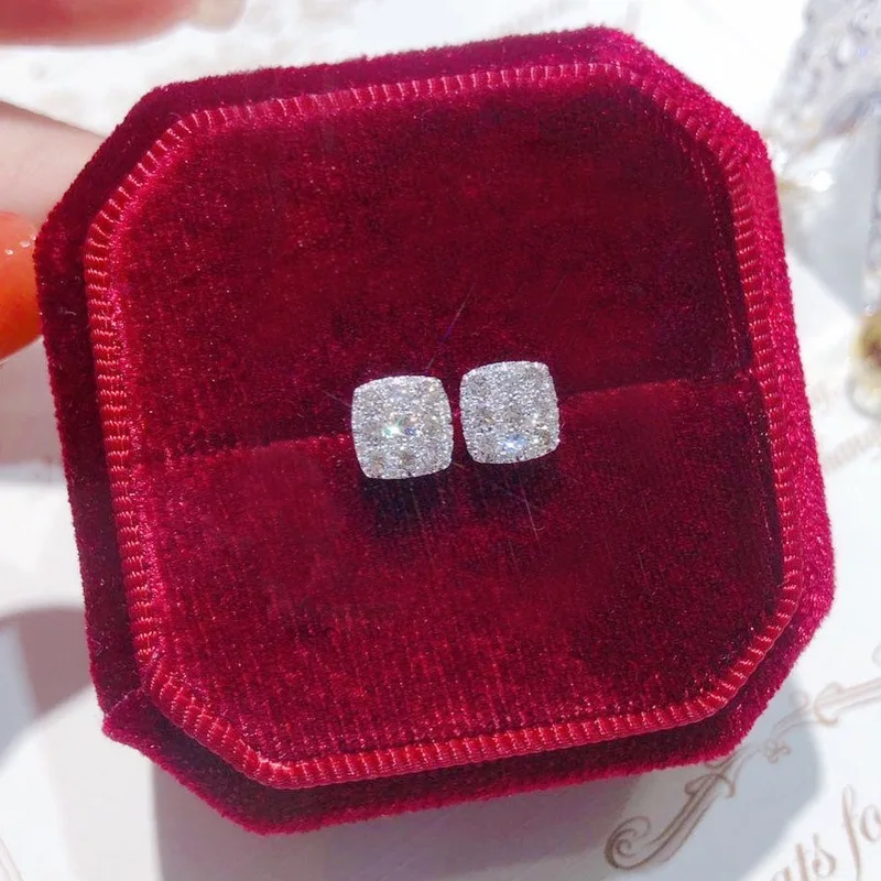 Moonso Trendy Silver Color Square-shaped Stud Earrings for Women Jewelry Wholesale Free Items Gift E8119