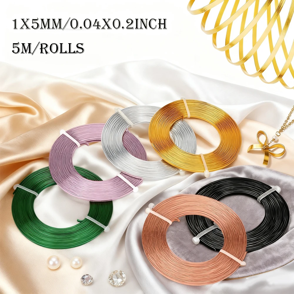 

5 метров/рулон, плоская алюминиевая проволока шириной 5 мм, алюминиевая проволока для изготовления ювелирных изделий ручной работы, аксессуары для поиска драгоценных камней, очаровательная упаковка