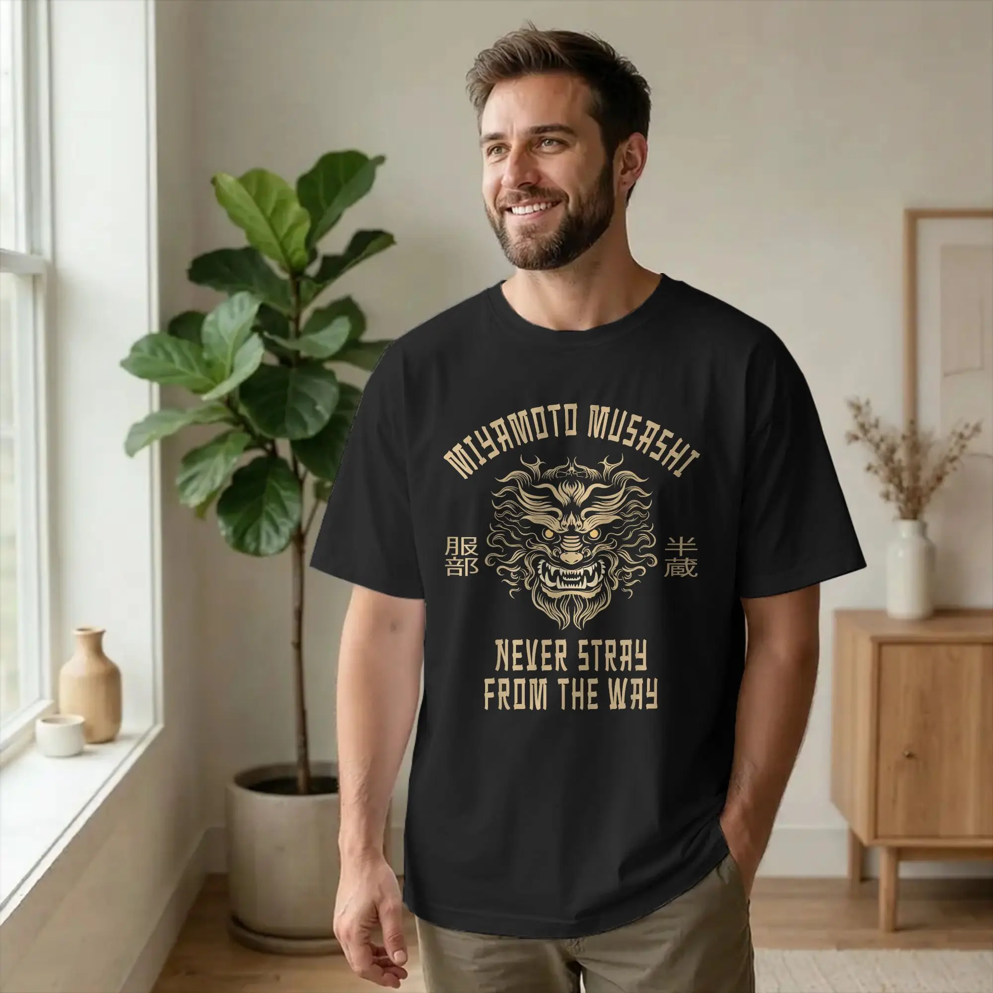 Miyamoto Musashi Samurai Japan Bushido T Shirt for Men Cotton Novelty T-Shirt O Neck Sword Tee Shirt Short Sleeve merch Gift
