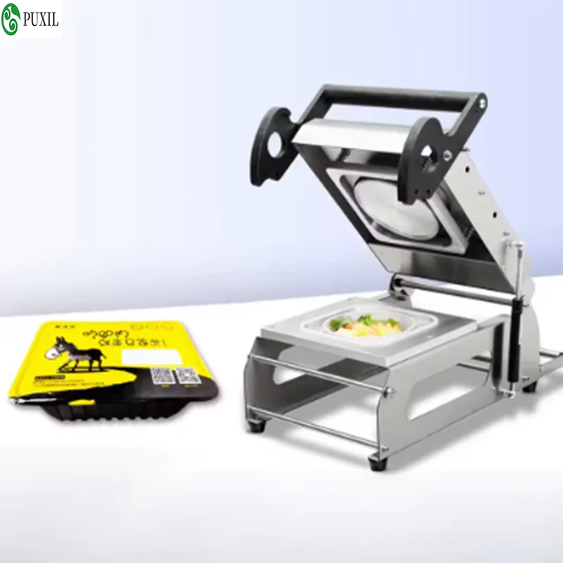 Commercial disposable takeaway food box sealing machine, hand pressed cooked food, fruits and vegetables, raw pickled food