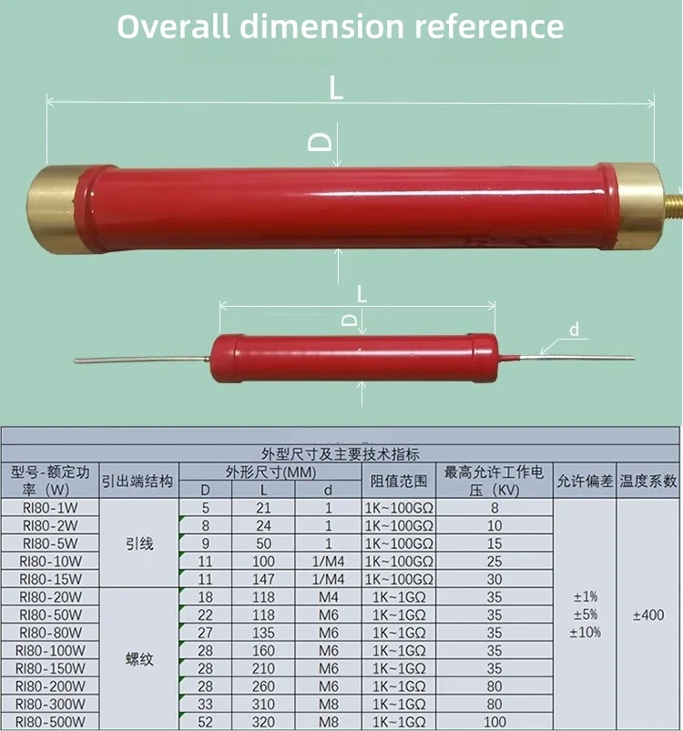 1Pcs High voltage resistor HVR80AH5009 20W30K100K200K1M40M1K2M5M10M20M10G50RJ Ohm 470K5% 300M thick film non inductive resisto