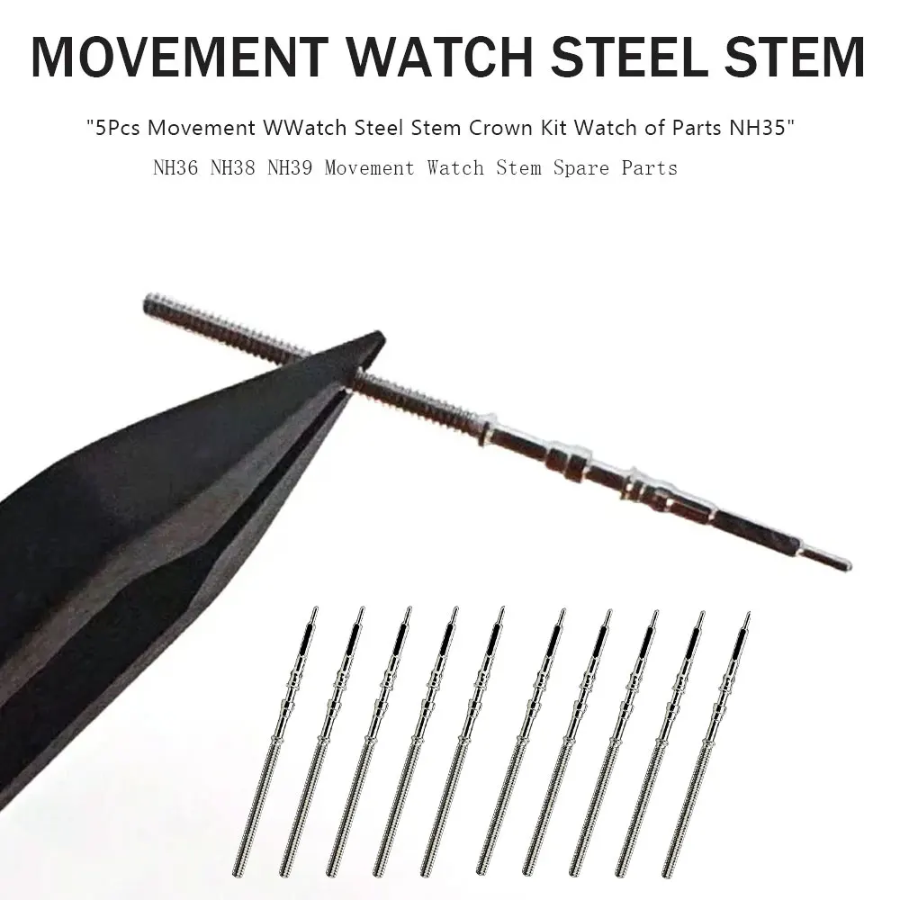 Kit de corona de tige en acier para montre, piezas de repuesto para Seiko NH34 NH35 NH36 NH38 NH39, 10 piezas/5 piezas/2 piezas