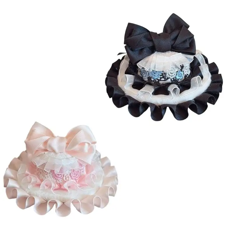 

39BD Детальная шляпа с кружевными бантами Элегантный кружевной головной убор подходит для женщин и девочек