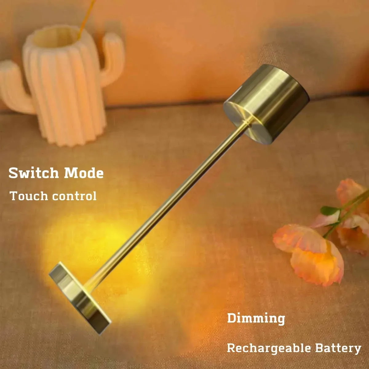Metal Table Lamp Night Light Stepless Dimming  USB Rechargeable Touch Decoration Desk Lamp Bedside Lamp Hotel Bar image 4