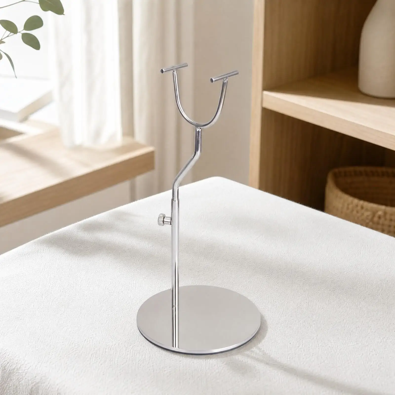 Detachable Doll Display Stand Polished Silver for Doll Doll Boxes Collection Showcase Adjustable Height Position