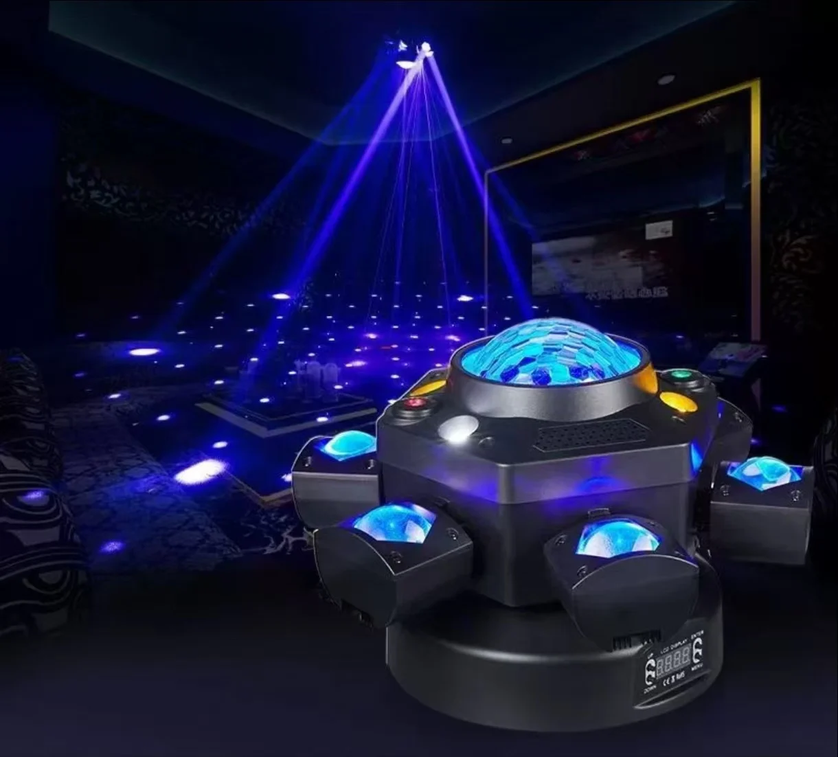 New hot selling 120W kaleidoscope 3D six arm moving head light Rgbw 4IN1 KTV background disco laser stage light