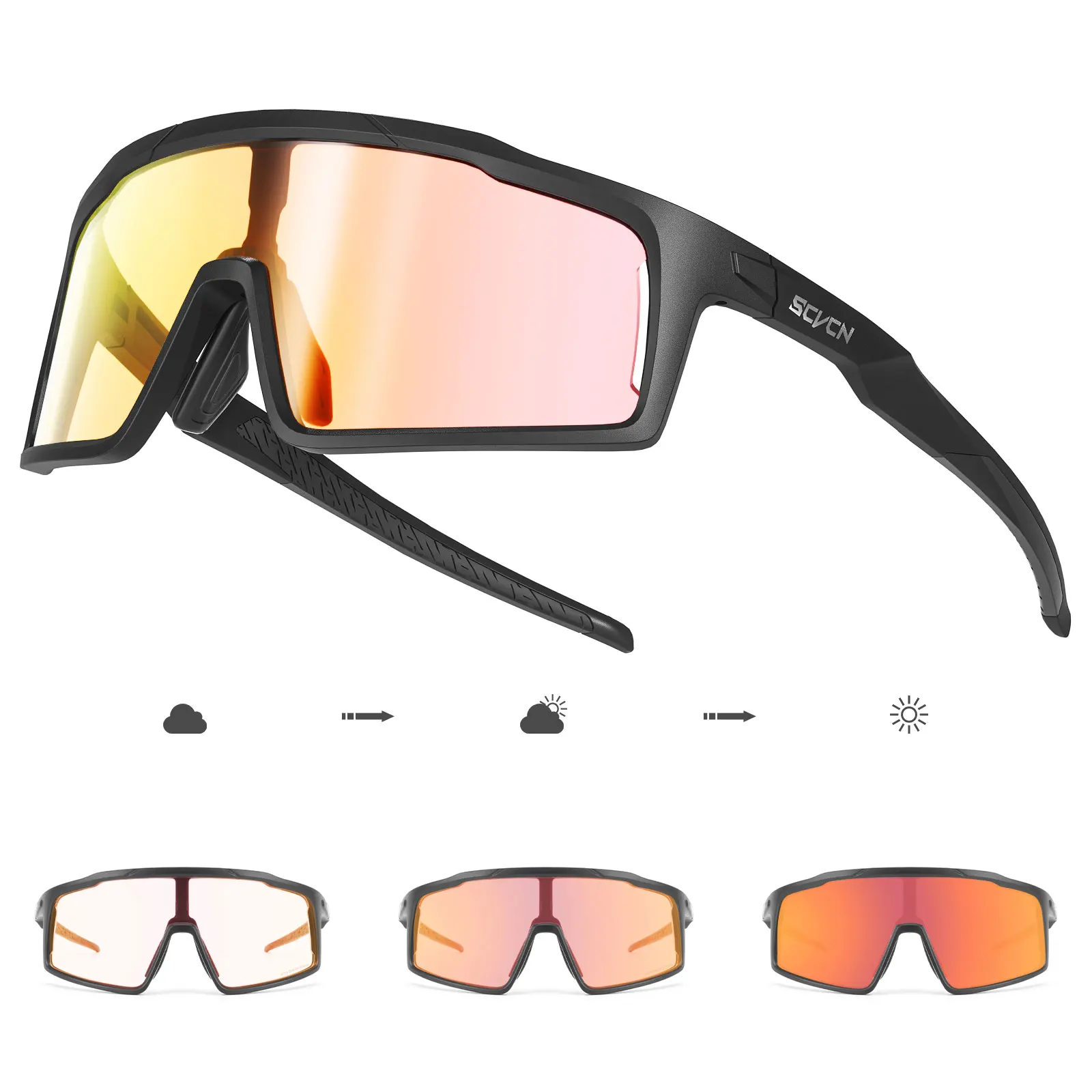 

SCVCN Photochromic Cycling Glasses Bicycle Blue Glasses Sports Men Sunglasses MTB Road Bike Eyewear for Women Goggles Racing