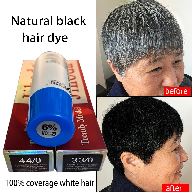 1set/3pcs Latex natural black hair dye dark brown 100% covering white hair not fading shampoo Hair care Makeup change gray hair