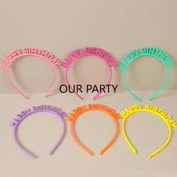 6Pcs Colorful Plastic Happy Birthday Headband Crown Headwear Photo Props for Kids Girl Boy Birthday Party Favors  Decoration