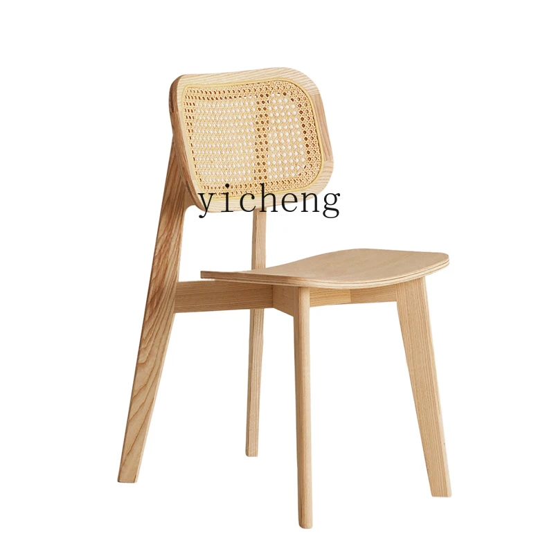 

LSL Solid Wood Dining Chair Home Restaurant Rattan Backrest Stool Desk Dining Table Chair