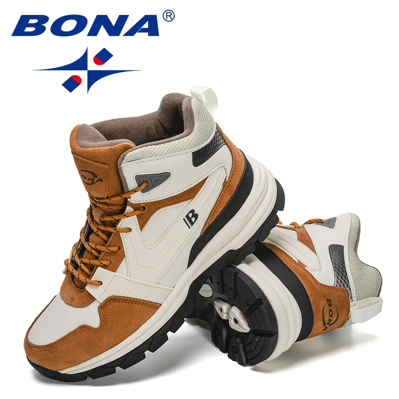 BONA New Designeres stivali da neve peluche stivali invernali caldi uomo scarpe da trekking all\'aperto uomo piattaforma antiscivolo calzature alte