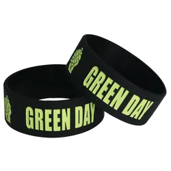 1PC New Hot Sale GREEN DAY Silicone Bracelets & Bangles Wide Black Silicone Wristband for Music Fans Concert Gift SH070