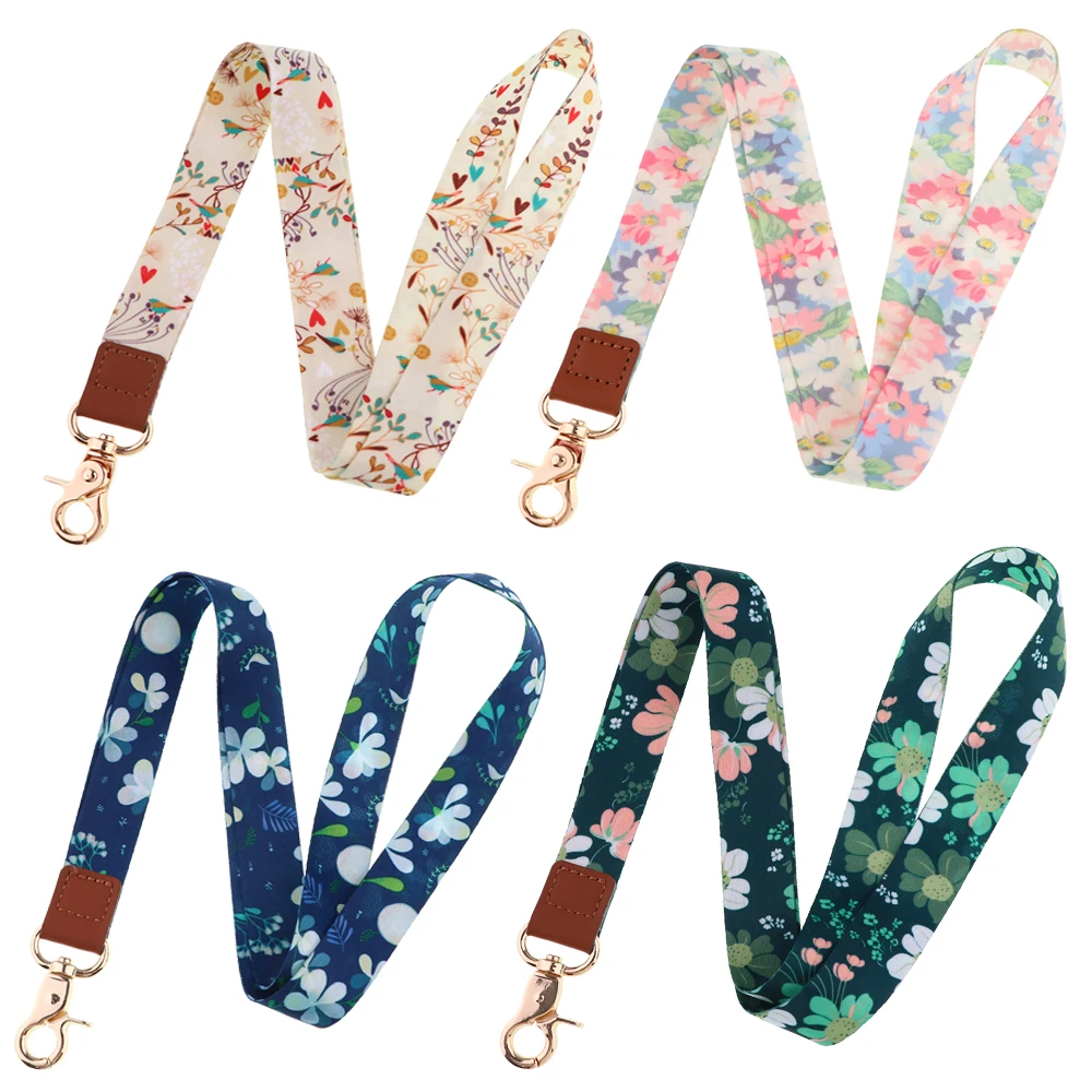 Colorful Flowers Lanyard for Key Neck Strap lanyard Card ID Key Chain Badge Holder Mobile Phone Straps Accessories Holiday Gifts