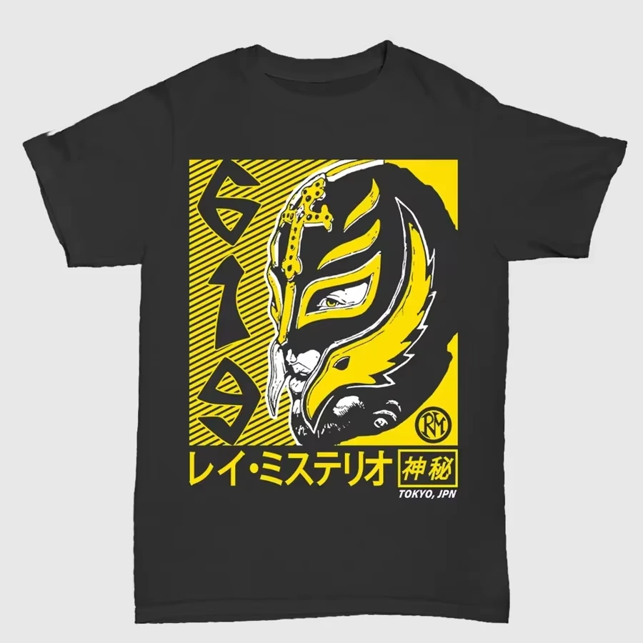 2025 nueva camiseta WWE Man of Mystery Rey Mysterio Wrestling, Top básico de algodón de manga corta, Top holgado y cómodo con cuello redondo para hombre