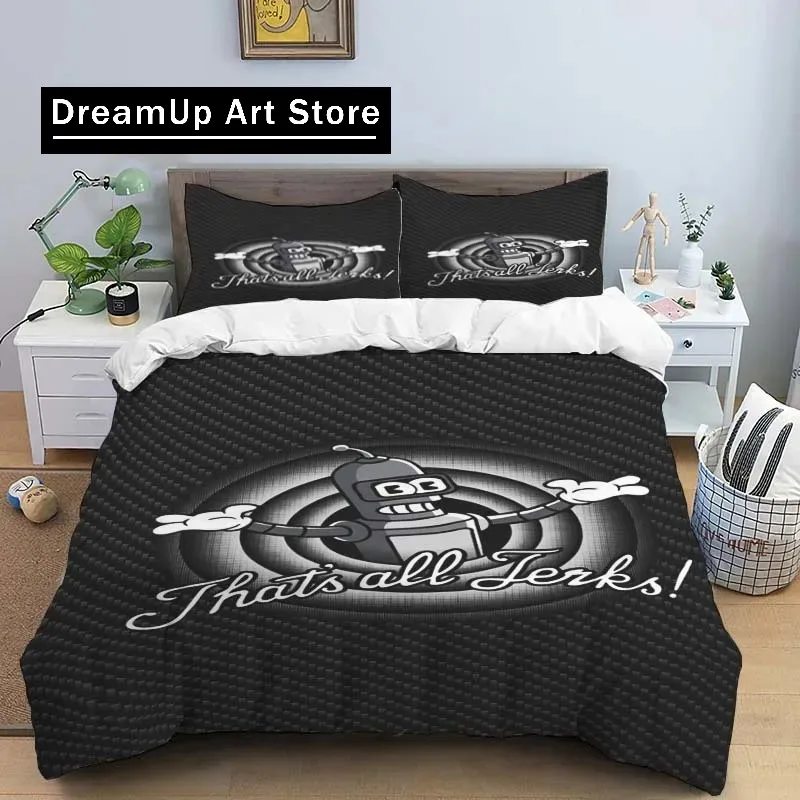 F-Futurama Poster Sheets Quilt Covers Bedding Dormitory Sheets Three-piece Bedding Set Three-piece Soft Warm Bedding Set