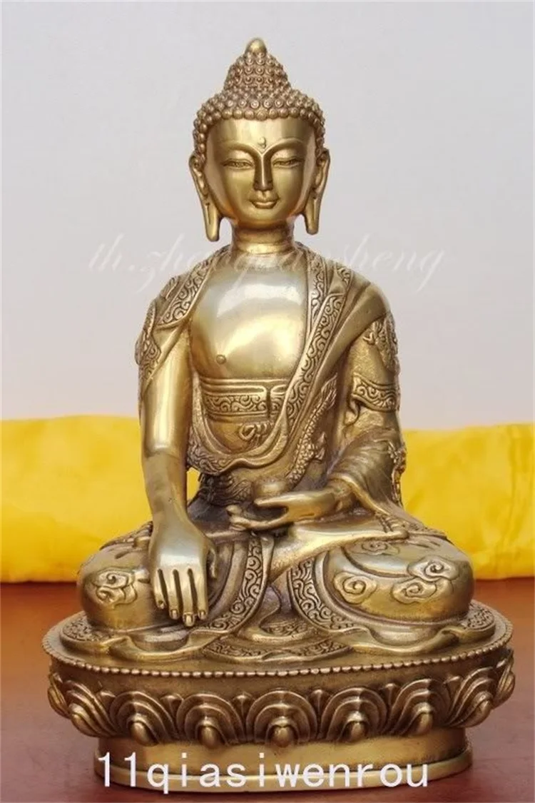 

Tibetan Buddhis shakyamuni bronze On the back of the carved dragon buddha statue metal crafts home decoration