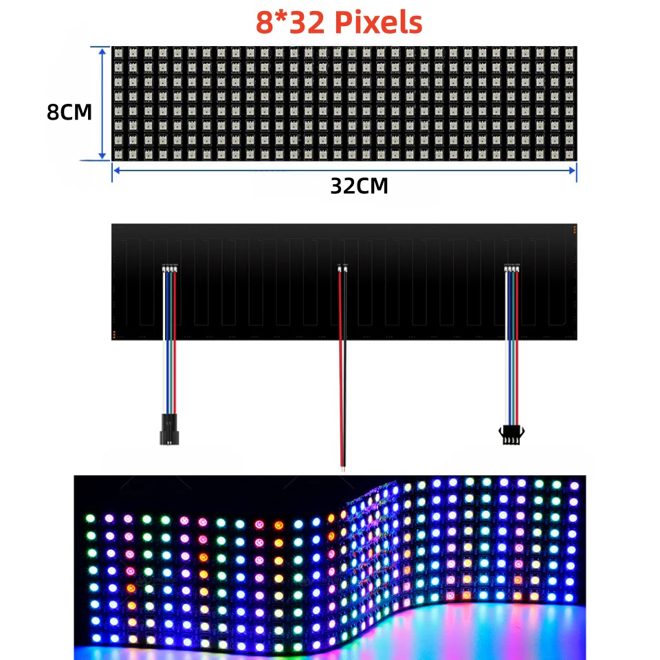 DC12V WS2815 matryca Led ekran cyfrowy elastyczny piksel LED podwójny sygnał indywidualnie adresowany w pełnym kolorze wyświetlacz