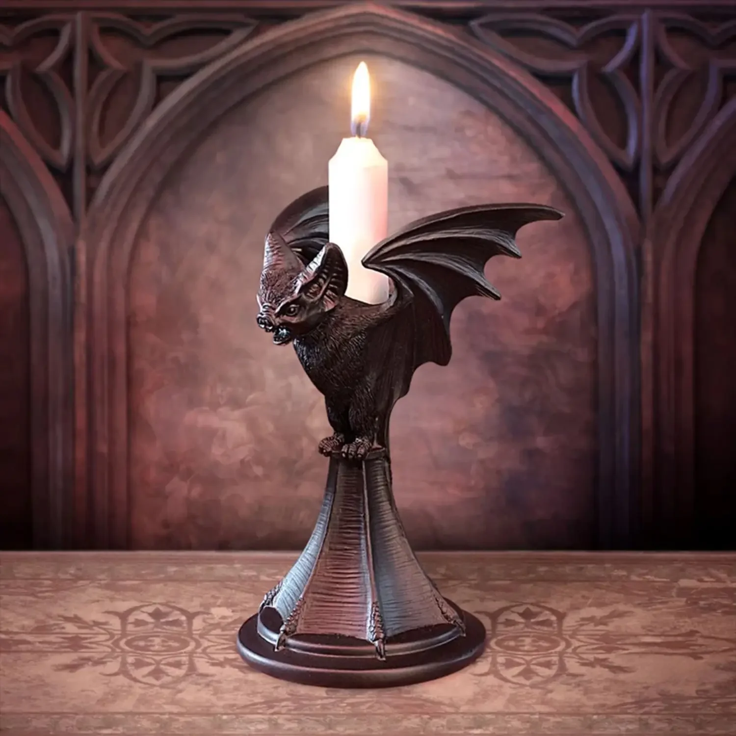 

Retro Creative Gothic Crow Candle Holder Halloween Statue Owl Bat Cat Shape Resin Sculpture Craft Ornament Home Decoration Black