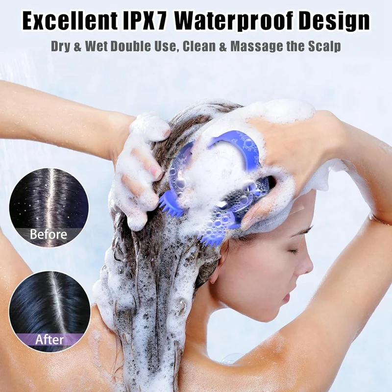 Draagbare Hoofdhuid Massager Haargroei Waterdicht Hoofd Massager Hoofdhuid Handheld Massageapparaat Siliconen