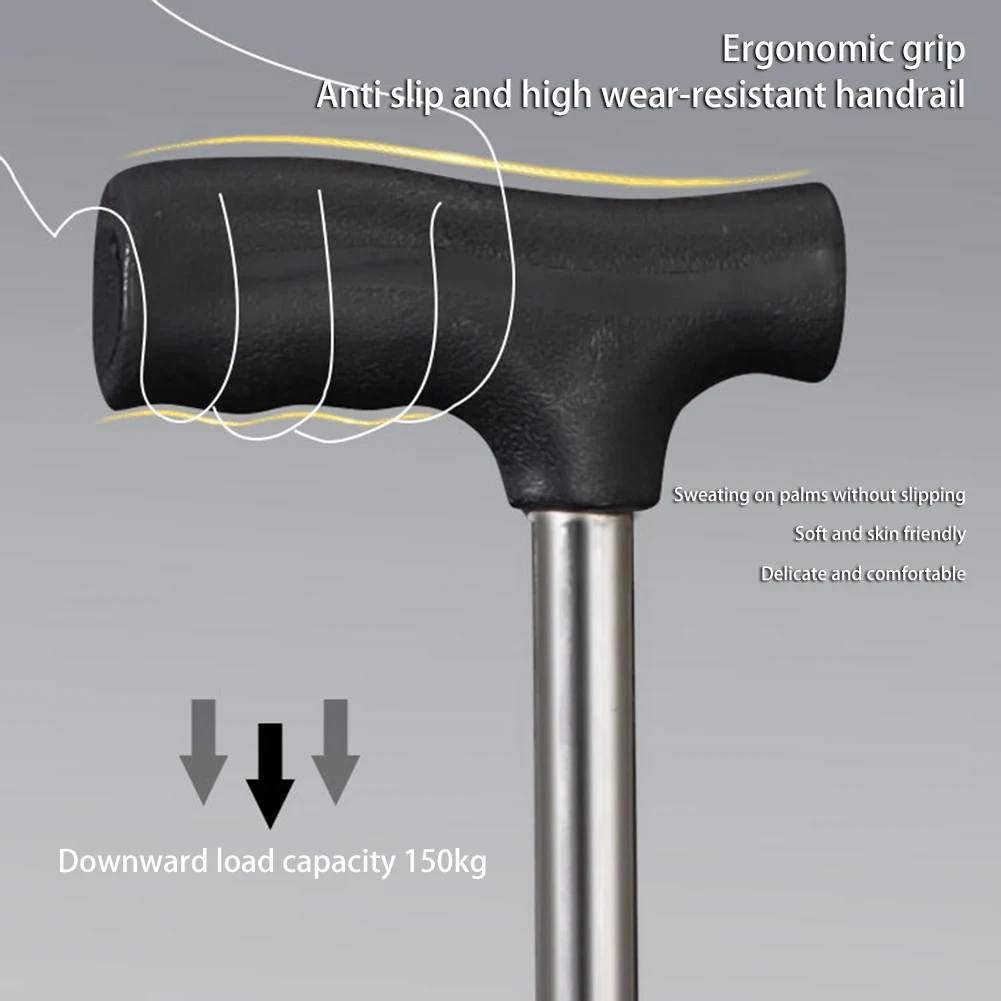 Outdoor Collapsible Stool Chair Adjustable Telescopic Cane with Seat Lightweight Mountaineer Hike Camping Elderly Walking Stool image 2