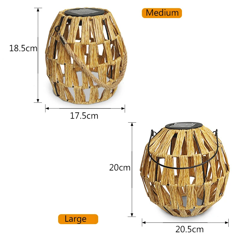 Solar Lanterns Outdoor Hanging Light PE Rattan Garden Lantern Pathway Light Auto On/Off for Garden Yard Patio Porch Lawn Pathway