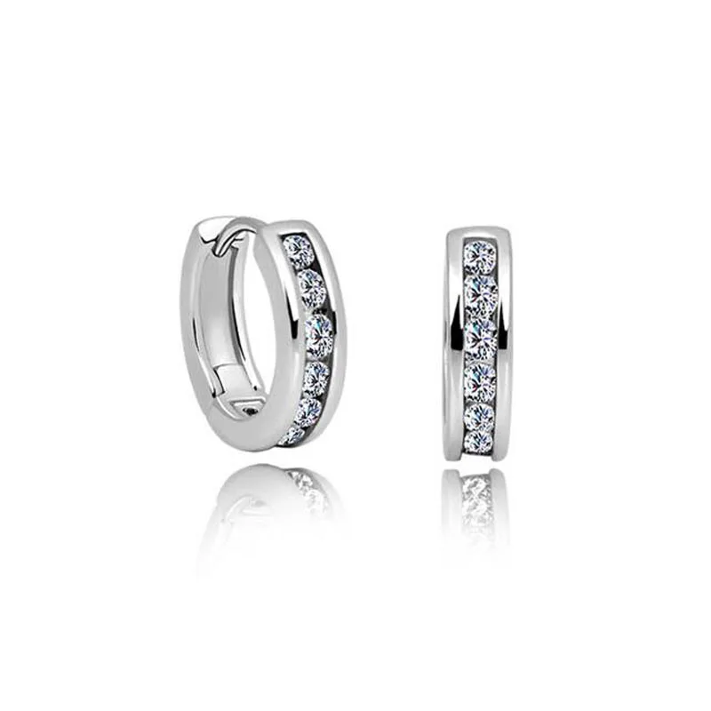 

2025 New High Quality White Crystal Round Hoop Earrings For Womens Fashion Jewelry Wedding Christmas Valentines Day Gift