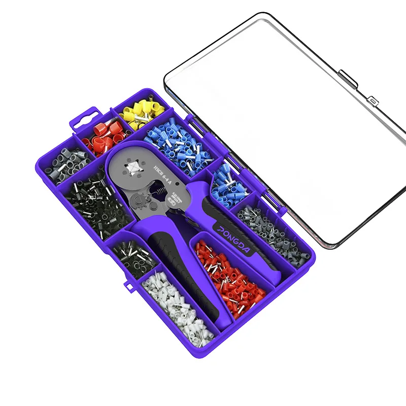 

Набор ручных обжимных инструментов HSC8-6-4 с 1200 клеммами VE для профессиональных электромонтажных работ