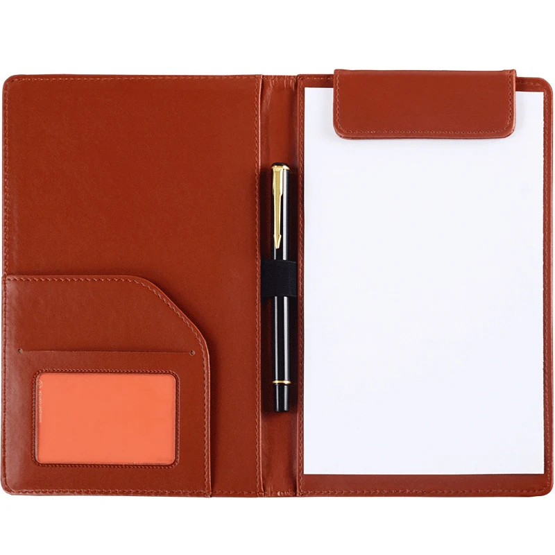 PU Leather File Folder Clipboard Document Magnetic Clip Business Meeting Contract Clamp Writing Pad for Hotel Office School