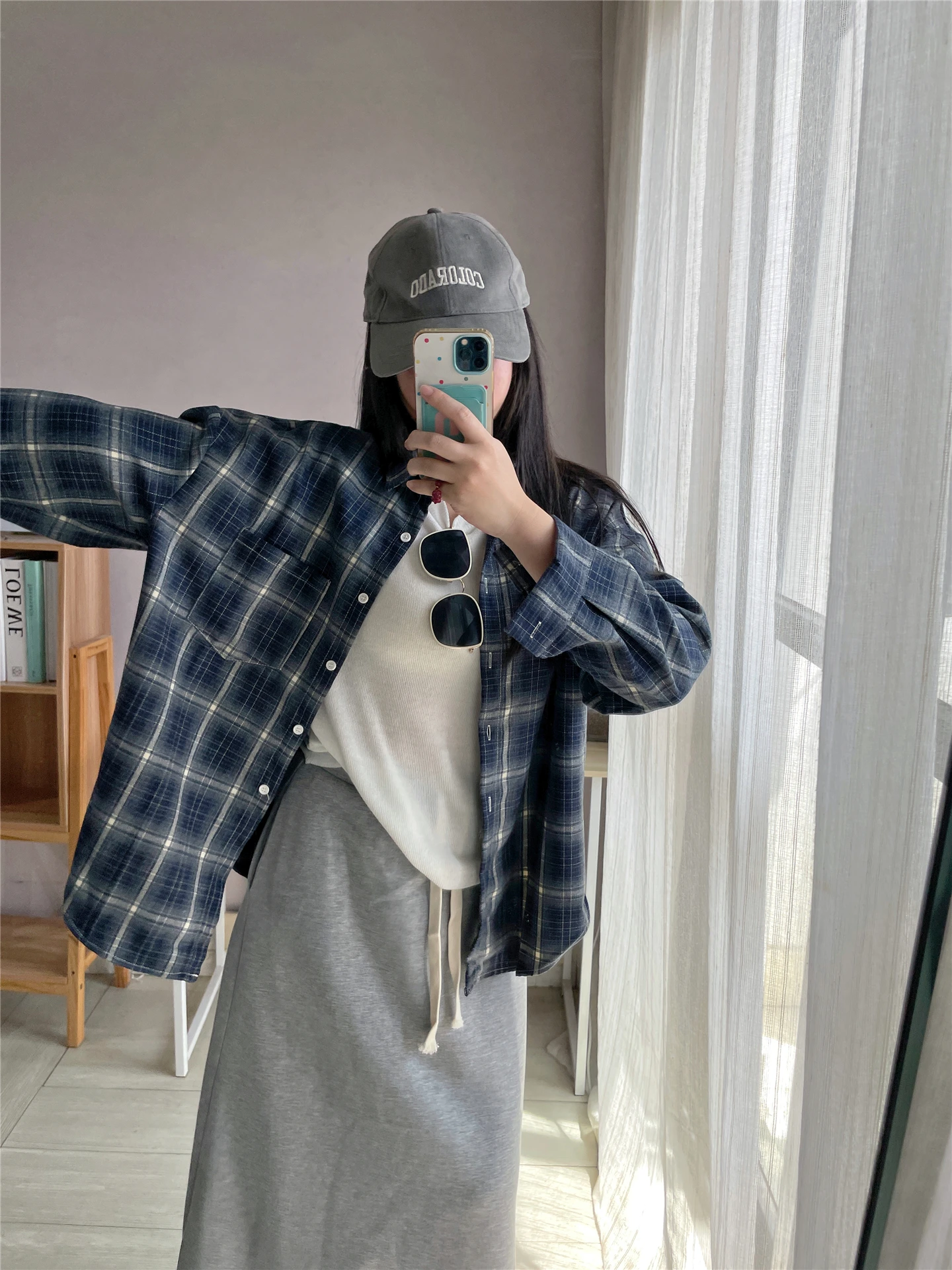 

Ретро-рубашка в клетку с длинными рукавами, женская свободная хлопковая рубашка для ношения под одеждой, модный топ для девочек-подростков и студенток