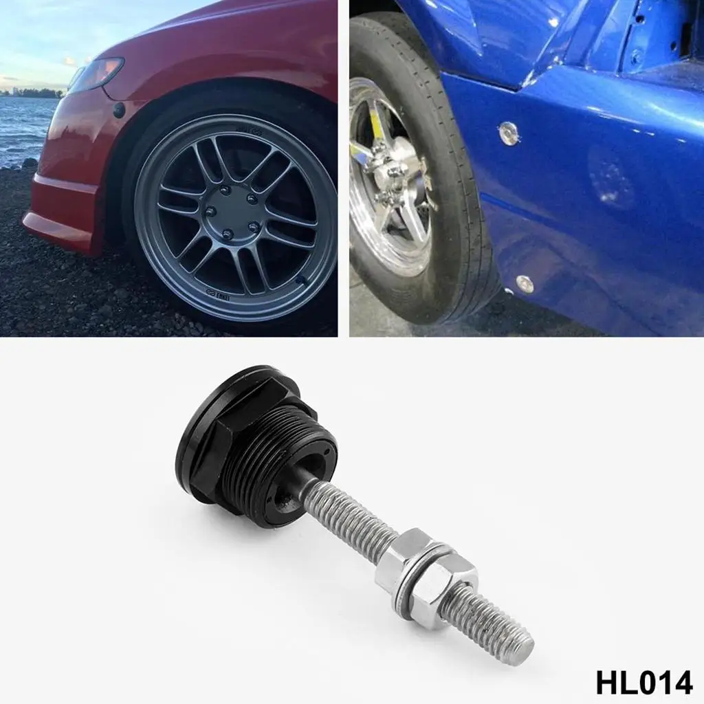 Black Silver Push Button Bonnet Hood Pin Lock Quick Release Latch Kit for Retro Car Restoration Universal
