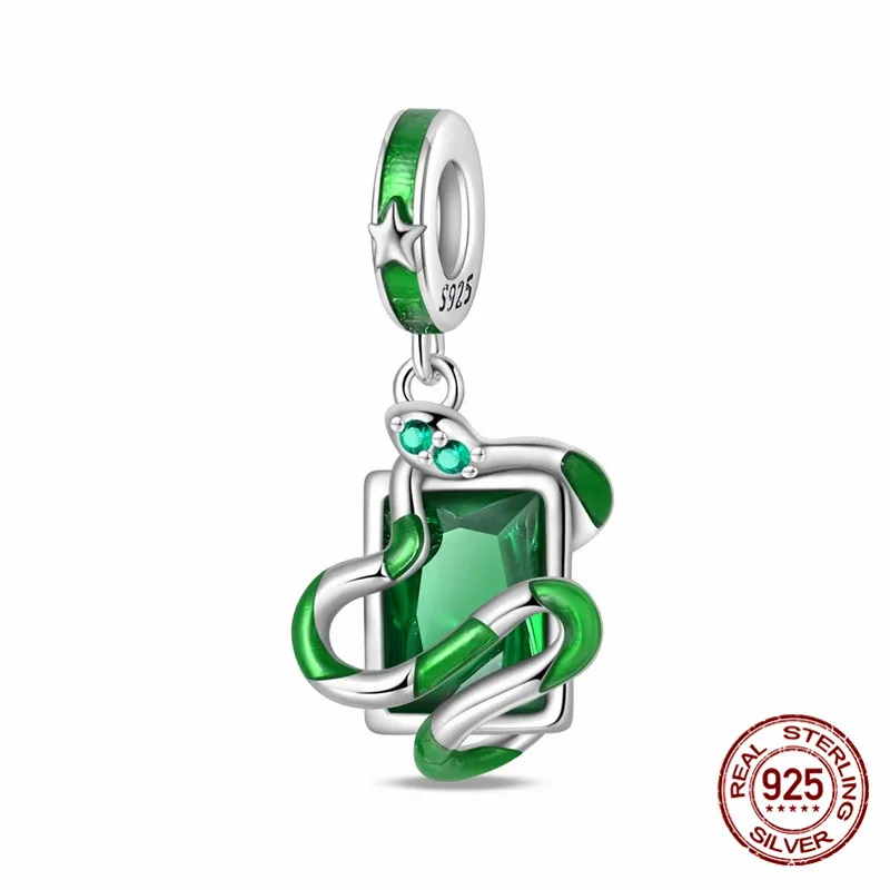 

925 Sterling Silver Green Pendant Bead, Set with Zircon, Paired with an Original Bracelet, DIY Women's Jewelry Gift