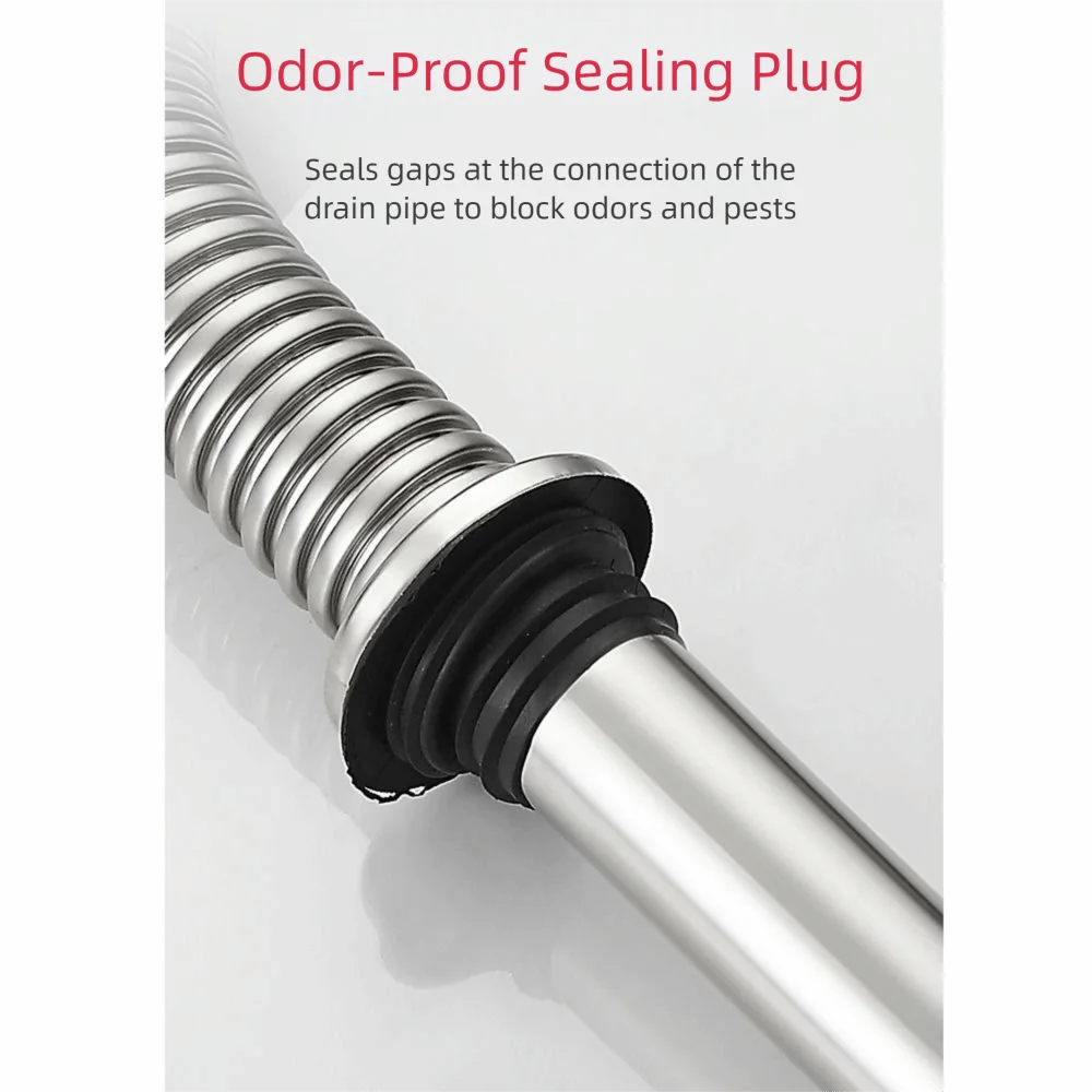 

Thickened Interfaces Kitchen Sink Drain Pipe Anti Rat Bite with Sink Stopper Stainless Steel Sink Strainer Sealing Lid Flexible
